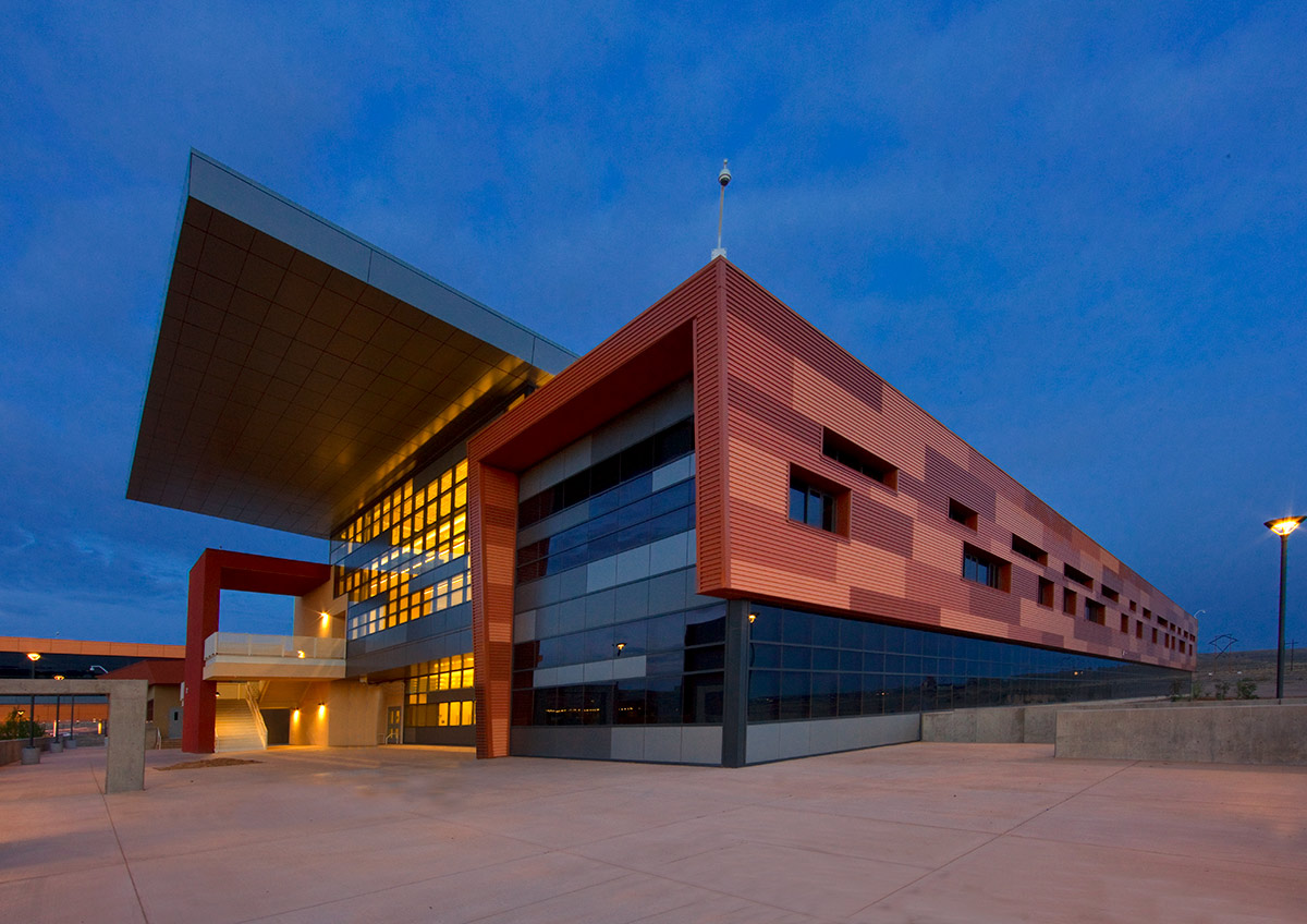 Architectural dusk view of Atrisco Academy High School - Albuquerque, NM